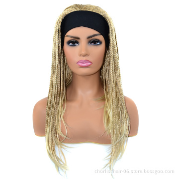 Wholesale 18 Inch Long High Quality Ombre Color  Afro Braided Wigs Perruque Synthetic Wigs With Highlights For Black Women